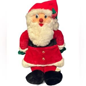 Vintage Santa Clause Christmas Stocking with Front Pocket W/Hanging Loop